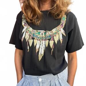 Vintage Diamond Dust Native American Glitter Motif Tee – Unisex L